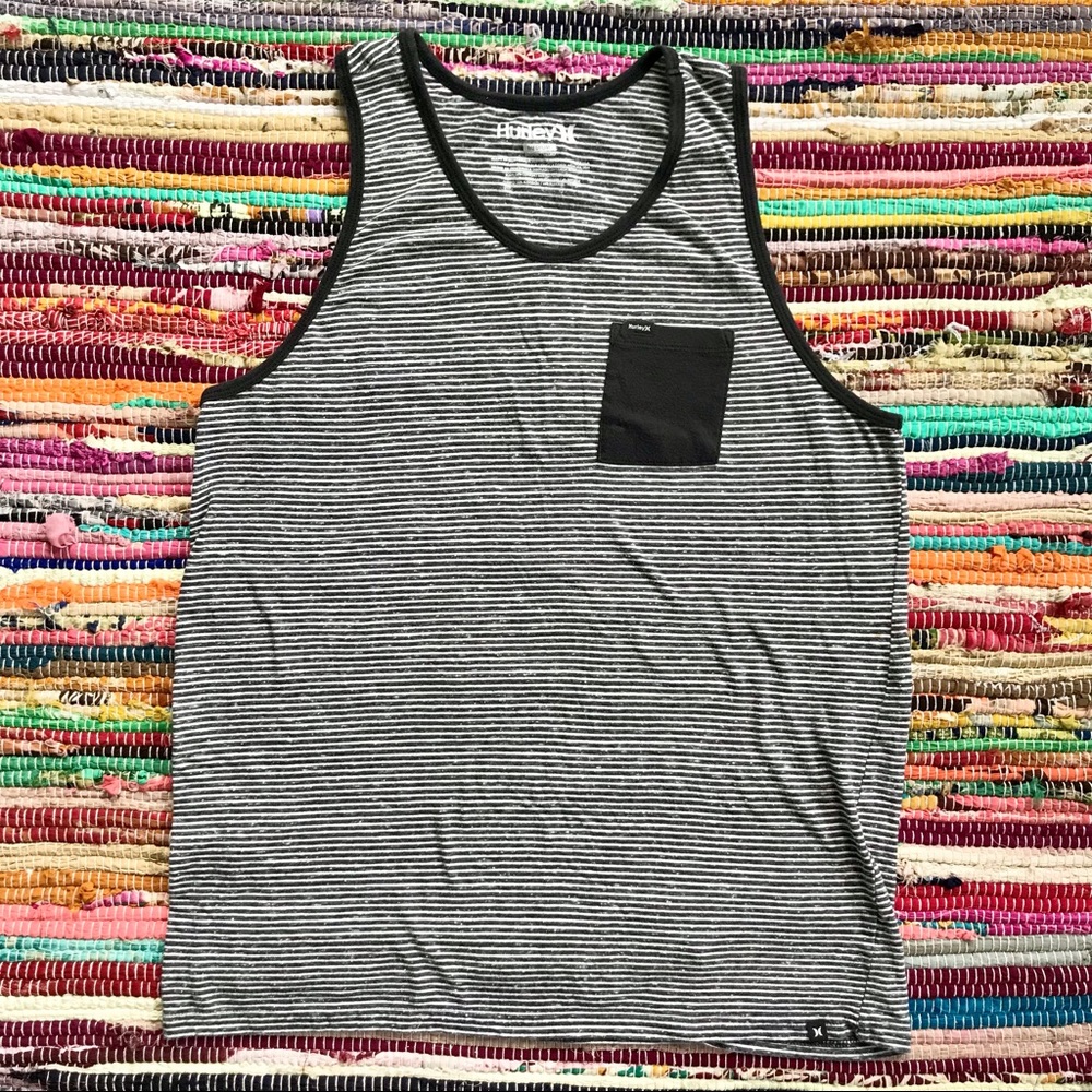 Hurley ~ Ringer stripe pocket tank